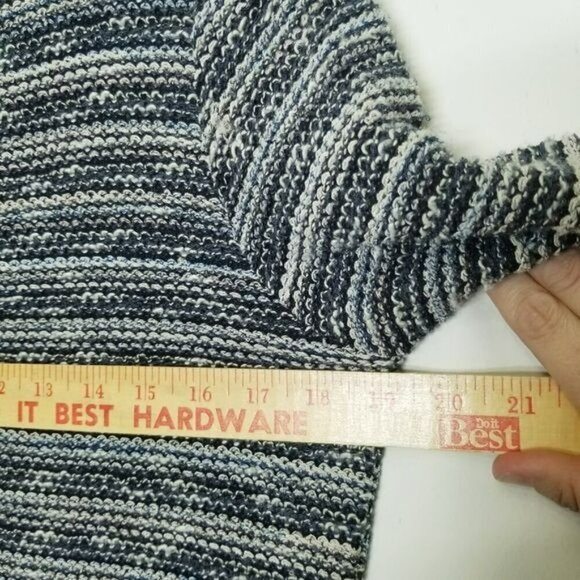 Velvet by Graham & Spencer White and Blue Knit Striped Full Zip Moto Jacket L - Picture 9 of 13